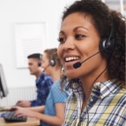 Woman on a call headset