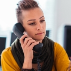Woman using the phone